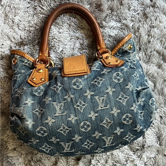 SS 2006 Louis Vuitton Denim Pleaty Bag w Gold Pushlock Closure - Picture 6 of 12